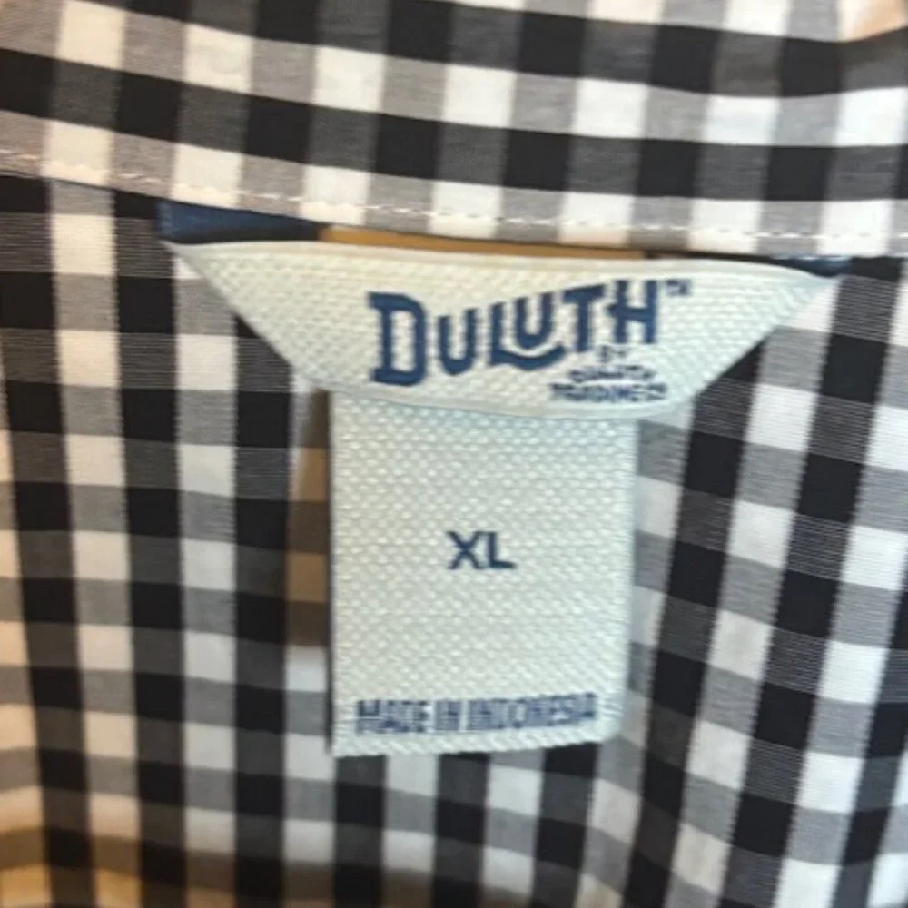 Duluth Shirt Women's‎ Size XL Cotton Poplin Long Sleeve Shirt Plaid Black White - Picture 3 of 4